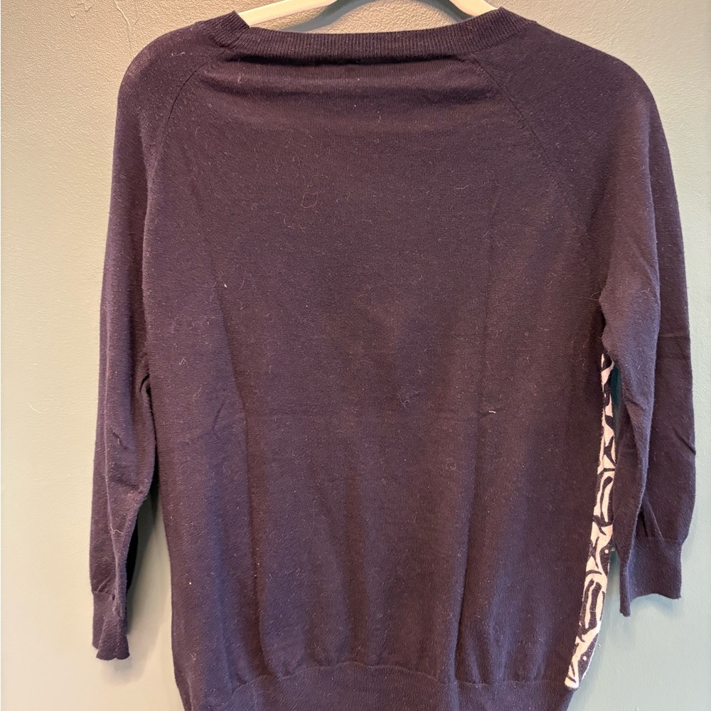 J.Crew 100% Cotton Navy & White Fish-Print Raglan Cottagecore Sweater size M - Picture 5 of 5